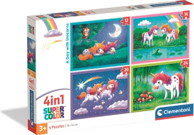Image de CLEMENTONI - Puzzle 4 en 1 - Une journée avec les licornes