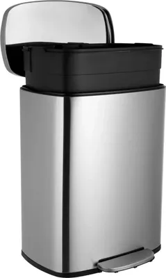 Image de Soft Step Poubelle à pédale de luxe - 50L Poubelle en inox - Résistante aux empreintes digitales avec Softclose & antidérapant