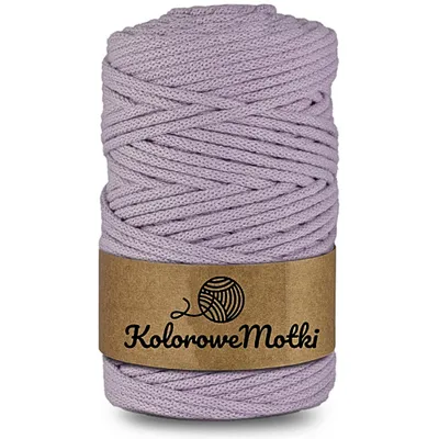 Zdjęcie produktu dla KoloroweMotki | Sznurek bawełniany z rdzeniem 100m 5mm Liliowy | Idealny do rękodzieła, makramy, na torebki, dywany, prac artystycznych