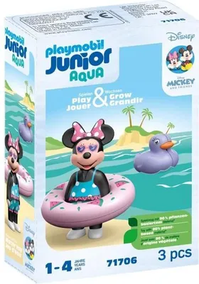 Image de PLAYMOBIL Junior Minnie avec bouée, Flotte dans l'eau, Jouet pour le bain, Junior & Disney, Dès 12 mois