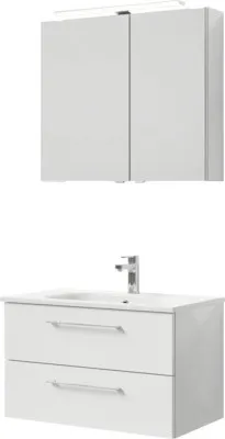 Produktbild von Pelipal Badmöbel-Set Sunline 121 BxHxT 81 x 200 x 46 cm Frontfarbe weiß hochglanz mit Mineralguss-Waschtisch, Waschtisch