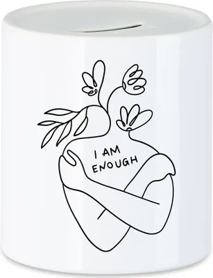 Produktbild von I Am Enough Spardose Spruch Body Positivity Mental Health Frauentag Positives Denken