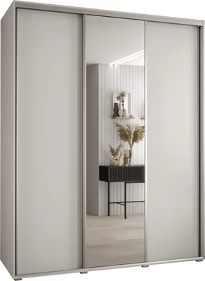 Produktbild von MEBLE KRYSPOL Davos 3 Schrank, drei Türen - 235,2x190x60 cm - Weiß Weiß Silber