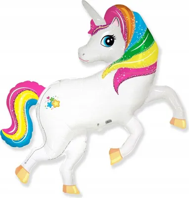 Image de Ballon en plastique 24"" FX - Licorne arc-en-ciel, 1 pièce