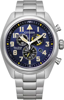 Produktbild von AT2480-81L Eco-Drive Herren Chronograph Titan blaues Ziffernblatt 44mm