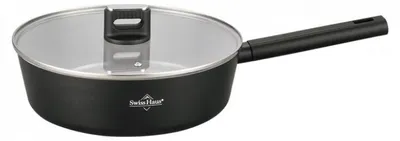 Produktbild von SWISS HAUS, Tiefe Bratpfanne 24 cm mit Glasdeckel, Schwarz