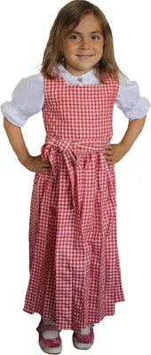 Produktbild von Mädchen Kinder Dirndl Mädchendirndl Kleid Rot Weiß karo, Größe:146