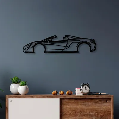 Image de Wallity, McLaren 570S Silhouette, Accessoire mural décoratif en métal, 100 % METAL, noir, 70 x 17 cm