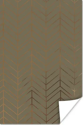 Produktbild von MuchoWow® Poster Muster - Grün - Linie - Gold 120x180 cm - Kunstposter