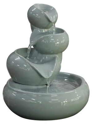 Produktbild von Dehner Zimmerbrunnen Malahi, Wasserspiel Kaskade, Ø 21,5 cm, Höhe 24.5 cm, Keramik, grau