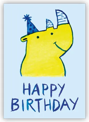 Produktbild von Lustige Geburtstagskarte mit gemaltem Party Nashorn: Happy Birthday