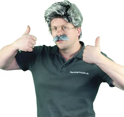 Produktbild von graue Perücke mit Bart