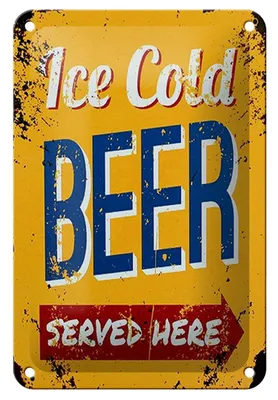 Produktbild von Blechschild Retro 12x18cm Ice Cold Beer served here Bier