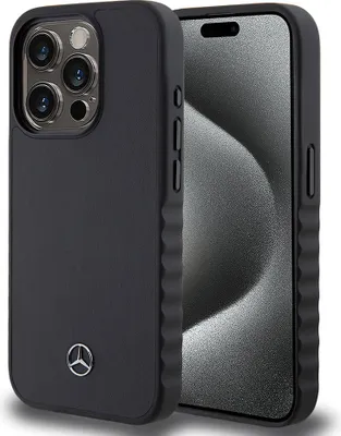 Produktbild von Mercedes-Benz iPhone 15 Pro Back cover case - SMOOTH GENUINE LEATHER - Black