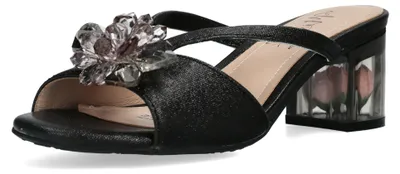 Produktbild von Misstyl by Laura Vita Damen Pantolette funkelnde Blüte Rosen-Absatz MDIEGO 02, Größe:38 EU, Farbe:Schwarz