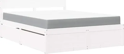 Obrázek produktu pro vidaXL Postel se zásuvkami a matrací bílá 140x200 cm masiv