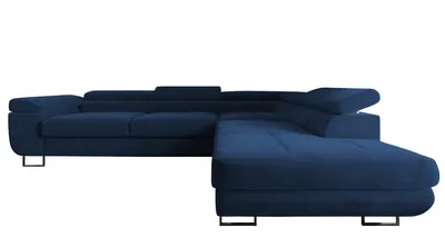 Produktbild von 4ALLHOME Ecksofa Luna mit Schlaffunktion, Couch, Sofa mit Bettkasten, Eckcouch, L-Form Seite: Rechts, Monolith 77 Marineblau
