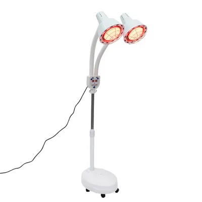 Produktbild von 275W Infrarot-Wärmelampe, Doppelkopf, 360° verstellbar, Schmerzlinderung, WEISS