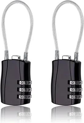 Produktbild von Kofferschloss, 2er-Pack, Vorhängeschloss, 3-stelliges Zahlenschloss für Koffer, Rucksack, Schrank, Schwarz