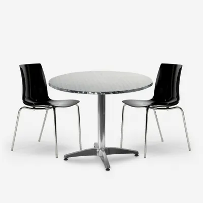 Immagine prodotto di Set da giardino con 2 sedie moderne e tavolo rotondo da 70 cm in acciaio Remos - nero