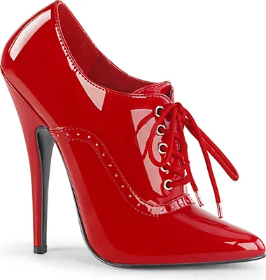 Produktbild von DOMINA-460 elegante Devious High Heels Oxford Pumps rot Lack mit Schnürung vorn