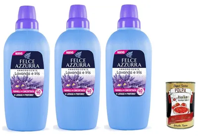 Produktbild von FELCE AZZURRA Lavendel- und Iris-Weichspüler, 40 Wäschen, 3 x 2 LT+ Italian Gourmet Polpa 400g