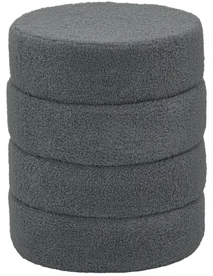 Produktbild von Runder Ottoman, Teddyfleece, Dunkelgrau, 120 kg Tragkraft