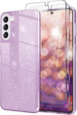 Image de Housse hybride pailletée pour Samsung Galaxy S23 Plus, 2x protection d'écran en verre violet