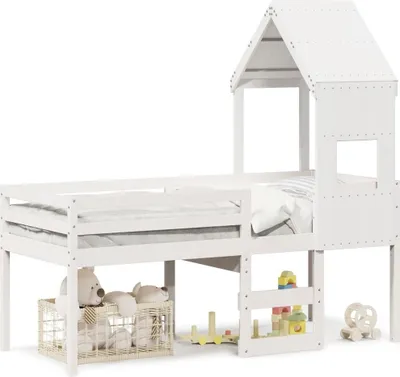 Produktbild von Maison Exclusive - Hochbett mit Dach Weiß 90x190 cm Massivholz Kiefer