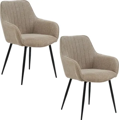Produktbild von Housecraft Living Maud Esszimmerstuhl mit Armlehne Taupe - 2 er Set