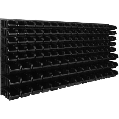 Obrázok produktu pre Nástenný panel na náradie 173,4 x 78 cm s 130  ks. Krabice závesný Červené a Čierne Stohovatelné Boxy