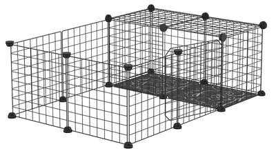 Produktbild von Modulares Gehege fš¹r Kleintiere, geeignet fš¹r Kaninchen, Meerschweinchen und Nagetiere, schwarz