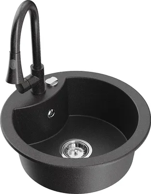 Produktbild von Mexen Diego 1-Becken-Granit-Spüle mit Mischbatterie Elia, Schwarz gesprenkelt - 6512-76-670101-76