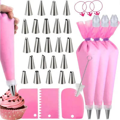 Image de Set de décoration pour gâteaux, poche à douille, 37 pièces