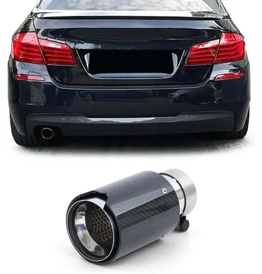 Image de Tuyau d'échappement en carbone, diamètre 90 mm, pour embout de tuyau, compatible avec les modèles BMW Série 5 (F10, F11, F07)