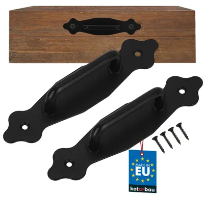 Produktbild von KOTARBAU® 2er Set Möbelgriff 155 mm Schwarz Schrankgriffe pulverbeschichteter Stahl Griffe für Küchenschränke Elegantes Design Schubladen Griffe