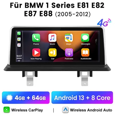Image de Autoradio Android 13 de 10,25 pouces pour BMW Série 1 E81 E82 E87 E88 (2005–2012) – CarPlay, Android Auto, 4G, GPS, 4 Go + 64 Go