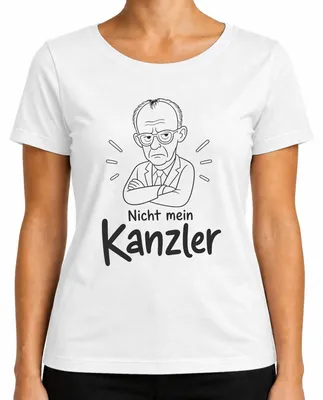 Imagen del producto de Camiseta blanca para mujer, talla XL, con el texto "No es mi canciller, Friedrich Merz", con un toque de sarcasmo, producto de la CDU