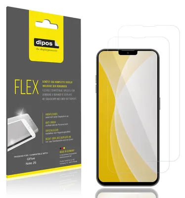 Produktbild von 2x Schutzfolie für GFive Note 25 Folie, 100% Displayabdeckung, dipos Flex