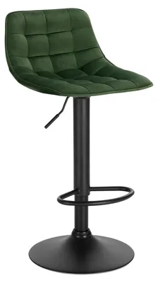 Immagine prodotto di Sgabello da bar - Sgabello con schienale - Regolabile in altezza - Girevole - Seduta imbottita - Poggiapiedi - Verde scuro