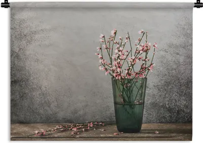Produktbild von MuchoWow® Wandteppich Wandbehang Blumen - Rosa - Stilleben 60x45 cm Tapisserie Dekoration Wandtuch - Das Schlafzimmer