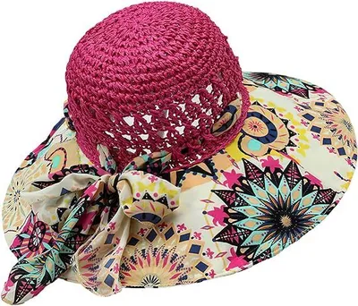 Produktbild von Faltbarer Strohhut mit Blumenschleife | Breite Krempe UV-Schutz Strandhut für Damen | Böhmischer Stil Floppy Sommer Reisehut, C