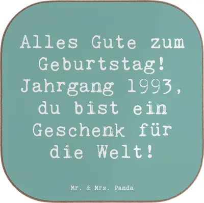 Produktbild von Mr. & Mrs. Panda Untersetzer für Gläser Spruch 1993 Geburtstag - Meeresbrise - Geschenk, Happy Birthday, Coaster, Glückwunsch, Jahr, gläseruntersetzer, Alles Gute zum