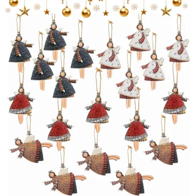 20er Set Holz-Engel-Anhänger, Weihnachtsbaumschmuck, 8 cm