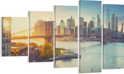 Produktbild von Bild auf Leinwand - Leinwandbild - New York Brücke - 100x60cm - Wand Bild - Wanddeko - Wandbilder - Leinwanddruck - Bilder - Kunstdruck - Wanddekoration - Leinwand bilder - Wandkunst - EG100x60-4047