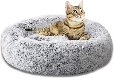 Image de Lit pour animal de compagnie doux, gris-blanc, lavable en machine, pour petits chiens