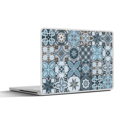 Produktbild von MuchoWow® Laptop Aufkleber Sticker Cover Design - Blume - Blau - Figuren 36.5x27.5 cm - Laptop-Sticker