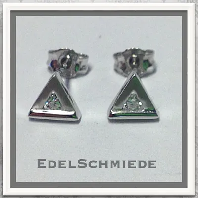 Produktbild von Edelschmiede925 dreieckige Ohrstecker in 925 Silber mit Zirkonia