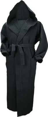 Produktbild von A&R 028.50 | Robezz® Waffle Bathrobe With Hood Bademantel Mit Kapuze - Farbe: Black - Größe: L/XL
