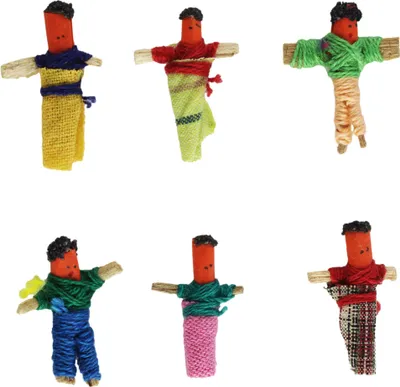 Produktbild von 6 Stück Sorgenpuppen 2,5cm Sorgenfresser im Beutel Stoffpüppchen